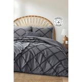 Evlen Home Collection Pamuklu Aimar Yatak Örtüsü Takımı Tek Kişilik Günlük Çift Taraflı Boho 2 Parça Elyaf Dolgulu - Antrasit - 180 x 240 cm