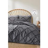 Evlen Home Collection Pamuklu Aimar Yatak Örtüsü Takımı Tek Kişilik Günlük Çift Taraflı Boho 2 Parça Elyaf Dolgulu Antrasit