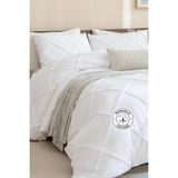 Evlen Home Collection Pamuklu Aimar Yatak Örtüsü Takımı Tek Kişilik Günlük Çift Taraflı Boho 2 Parça Elyaf Dolgulu - Beyaz - 180 x 240 cm