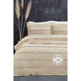 Evlen Home Collection Pamuklu Echos Yatak Örtüsü Takımı Günlük Çift (Taraflı) Kişilik 3 Parça Dolgulu El Işi - Bej - 240 x 250 cm