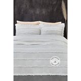 Evlen Home Collection Pamuklu Echos Yatak Örtüsü Takımı Günlük Çift (Taraflı) Kişilik 3 Parça Dolgulu El Işi - Beyaz - 240 x 250 cm