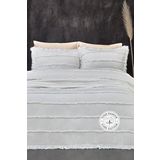 Evlen Home Collection Pamuklu Echos Yatak Örtüsü Takımı Günlük Çift (Taraflı) Kişilik 3 Parça Dolgulu El İşi Beyaz