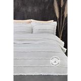 Evlen Home Collection Pamuklu Echos Yatak Örtüsü Takımı Günlük Tek Kişilik 2 Parça Dolgulu El Işi - Beyaz - 180 x 240 cm