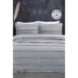 Evlen Home Collection Pamuklu Echos Yatak Örtüsü Takımı Günlük Tek Kişilik 2 Parça Dolgulu El Işi - Gri - 180 x 240 cm