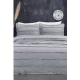 Evlen Home Collection Pamuklu Echos Yatak Örtüsü Takımı Günlük Tek Kişilik 2 Parça Dolgulu El İşi Gri