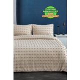 Evlen Home Collection Pamuklu Emmy Yatak Örtüsü Seti Tek Kişilik Günlük Boho Çift Taraflı 2 Parça Dolgulu Tufting Bej