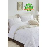 Evlen Home Collection Pamuklu Emmy Yatak Örtüsü Seti Tek Kişilik Günlük Boho Çift Taraflı 2 Parça Dolgulu Tufting - Beyaz - 180 x 240 cm