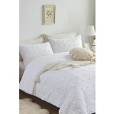 Evlen Home Collection Pamuklu Emmy Yatak Örtüsü Seti Tek Kişilik Günlük Boho Çift Taraflı 2 Parça Dolgulu Tufting Beyaz