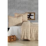 Evlen Home Collection Pamuklu Noir Çift Kişilik Pike Takımı Yatak Örtüsü (3 Parça) Bej