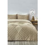 Evlen Home Collection Pamuklu Nora Kabartmalı Yatak Örtüsü Takımı Tek Kişilik Günlük Boho 2 Parça Dolgulu Bej