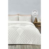 Evlen Home Collection Pamuklu Nora Kabartmalı Yatak Örtüsü Takımı Tek Kişilik Günlük Boho 2 Parça Elyaf Dolgulu - Beyaz - 180 x 240 cm