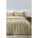 Evlen Home Collection Pamuklu Sasha Kabartmalı Yatak Örtüsü Takımı Tek Kişilik Günlük Boho 2 Parça Elyaf Dolgulu - Bej - 180 x 240 cm