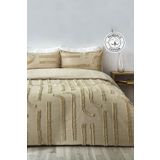 Evlen Home Collection Pamuklu Sasha Kabartmalı Yatak Örtüsü Takımı Tek Kişilik Günlük Boho 2 Parça Elyaf Dolgulu Bej