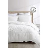 Evlen Home Collection Pamuklu Taş Yıkama Fırfırlı Nevresim Takımı Çift Kişilik 4 Parça Barella Yumuşak Nevresim Seti - Beyaz - 200 x 220 cm