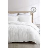 Evlen Home Collection Pamuklu Taş Yıkama Fırfırlı Nevresim Takımı Çift Kişilik 4 Parça Barella Yumuşak Nevresim Seti Krem