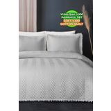 Evlen Home Collection Ponponlu %100 Pamuk Tek Kişilik Kapitone Yatak Örtüsü ( Pike ) Takımı Eltaf Dolgulu Gri