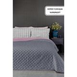 Evlen Home Collection Premium Peluş Çift Kişilik Çok Amaçlı Yatak Örtüsü 200x220 Çift Taraflı Battaniye Antrasit / Pudra