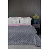 Evlen Home Collection Premium Peluş Çift Kişilik Çok Amaçlı Yatak Örtüsü 200X220 Çift Taraflı Yumuşak Battaniye Pike Antrasit / Pudra - 200 x 220 cm