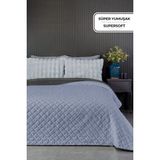 Evlen Home Collection Premium Peluş Çift Kişilik Çok Amaçlı Yatak Örtüsü 200X220 Çift Taraflı Yumuşak Battaniye Pike Gri Mavisi / Antrasit - 200 x 220 cm