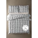 Evlen Home Collection Puff Yatak Örtüsü Seti Çift Kişilik El Işi Günlük Sade Pamuklu Dolgulu Yorgan Uyku Takımı 3 Parça - Açık Gri - 240 x 250 cm