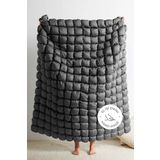 Evlen Home Collection Puff Yatak Örtüsü Seti Çift Kişilik El İşi Günlük Sade Pamuklu Dolgulu Yorgan Uyku Takımı 3 Parça Antrasit