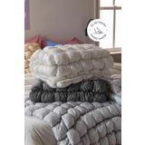 Evlen Home Collection Puff Yatak Örtüsü Seti Çift Kişilik El İşi Günlük Sade Pamuklu Dolgulu Yorgan Uyku Takımı 3 Parça Beyaz