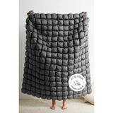 Evlen Home Collection Puff Yatak Örtüsü Seti Tek Kişilik El Işi Pamuklu Yorgan Uyku Takımı 2 Parça - Antrasit - 180 x 240 cm