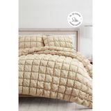 Evlen Home Collection Puff Yatak Örtüsü Seti Tek Kişilik El Işi Pamuklu Yorgan Uyku Takımı 2 Parça - Bej - 180 x 240 cm