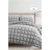 Evlen Home Collection Puff Yatak Örtüsü Seti Tek Kişilik El Işi Pamuklu Yorgan Uyku Takımı 2 Parça - Gri - 180 x 240 cm
