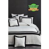 Evlen Home Collection Roma Jakarlı Çizgili Battal Yatak Örtüsü Çift Kişilik 5 Parça Krem Siyah Kırık Beyaz