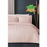 Evlen Home Collection Ross %100 Pamuk Tek Kişilik Yatak Örtüsü ( Pike ) Takımı Kapitone Çizgili Günlük Yıkanabilir Pudra