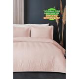 Evlen Home Collection Ross Pamuk Tek Kişilik Yatak Örtüsü ( Pike ) Takımı Kapitone Çizgili Günlük Yıkanabilir Pudra - 180 x 240 cm