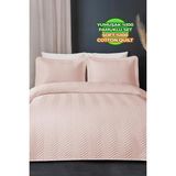 Evlen Home Collection Ross Pamuk Yatak Örtüsü ( Pike ) Takımı Çift Kişilik Kapitone Çizgili Günlük Yıkanabilir Pudra - 240 x 250 cm