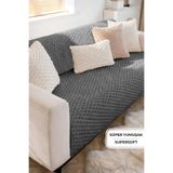 Evlen Home Collection Soft Kürklü Koltuk Örtüsü 170x215 cm Yumuşak Peluş Kaymaz Taban Kanepe Örtüsü Antrasit
