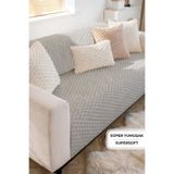 Evlen Home Collection Soft Kürklü Koltuk Örtüsü 170x215 cm Yumuşak Peluş Kaymaz Taban Kanepe Örtüsü Gri