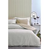 Evlen Home Collection Spectra %100 Pamuk Özel Dokuma Çift Kişilik Nevresim Takımı Biyeli Çarşaflı Çizgili Sade - Bej - 200 x 220 cm