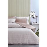 Evlen Home Collection Spectra %100 Pamuk Özel Dokuma Çift Kişilik Nevresim Takımı Biyeli Çarşaflı Çizgili Sade - Kahve - 200 x 220 cm