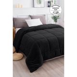 Evlen Home Collection Ultra Yumuşak Tek Kişilik Çift Taraflı Wellsoft Peluş Yorgan Yıkanabilir 160X220 cm Siyah - 160 x 220 cm