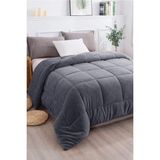 Evlen Home Collection Ultra Yumuşak Tek Kişilik Çift Taraflı Wellsoft Peluş Yorgan Yıkanabilir (Battaniye / Nevresim) 160 x 220 cm - Antrasit