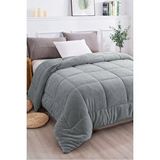 Evlen Home Collection Ultra Yumuşak Yıkanabilir 160x220 CM Gri Tek Kişilik Çift Taraflı Wellsoft Peluş Yorgan