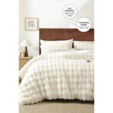 Evlen Home Collection Yatak Örtüsü Seti Tek Kişilik Peluş Yumuşak Tavşan Tüyü Yorgan 2 Parça Lory Kırık Beyaz Krem