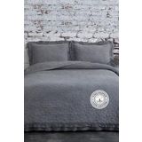Evlen Home Collection%100 Pamuk Çift Kişilik Özel Taş Yıkama Yatak Örtüsü Lüks Yumuşak Dayanıklı Modern Chester Antrasit