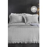 Evlen Home Collection%100 Pamuk Çift Kişilik Özel Taş Yıkama Yatak Örtüsü Lüks Yumuşak Dayanıklı Modern Chester Gri