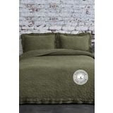 Evlen Home Collection%100 Pamuk Çift Kişilik Özel Taş Yıkama Yatak Örtüsü Lüks Yumuşak Dayanıklı Modern Chester Yeşil