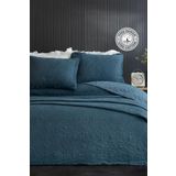 Evlen Home Collection%100 Pamuk Çift Kişilik Özel Taş Yıkama Yatak Örtüsü Lüks Yumuşak Dayanıklı Modern Rabio Mavi
