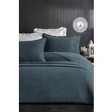 Evlen Home Collection%100 Pamuk Çift Kişilik Özel Taş Yıkama Yatak Örtüsü Lüks Yumuşak Dayanıklı Modern Vitali Mavi
