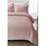 Evlen Home Collectionkapitone Kadife Yatak Örtüsü Seti Çift Kişilik Supersoft 2 Parça Yumuşak Elyaf Dolgulu Çeyizlik Pudra