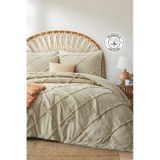 Evlen Home Pamuklu Aimar Yatak Örtüsü Takımı Çift Kişilik Günlük Boho 3 Parça Elyaf Dolgulu Bej Bej