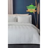 Evlen Home Ross %100 Pamuk Tek Kişilik Yatak Örtüsü Pike Takımı Kapitone Çizgili Günlük Yıkanabilir Beyaz