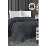 Evlen Home Triko Akrilik Örgü Battaniye Çift Kişilik 220 X 240 Cm Yatak Örtüsü Pike Poly Antrasit